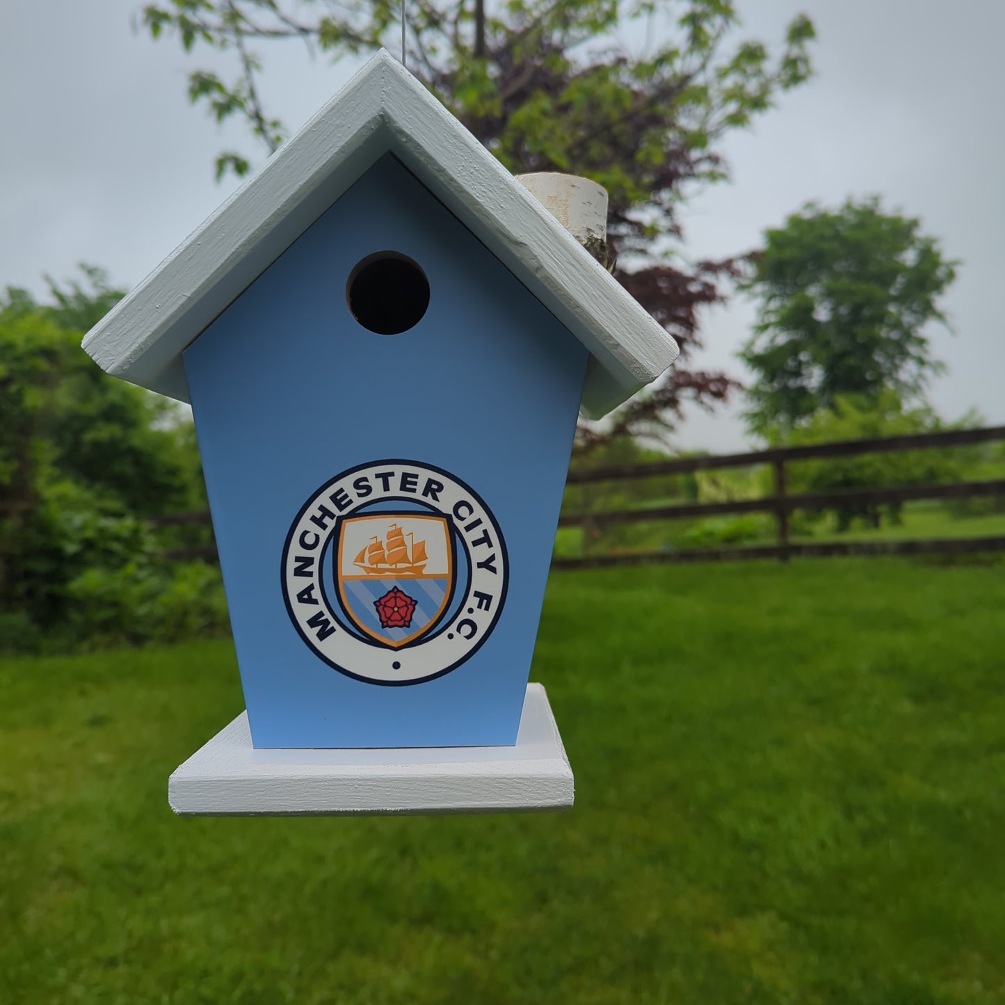 Manchester City Birdhouse Wrapped Four Sides. (Sports)