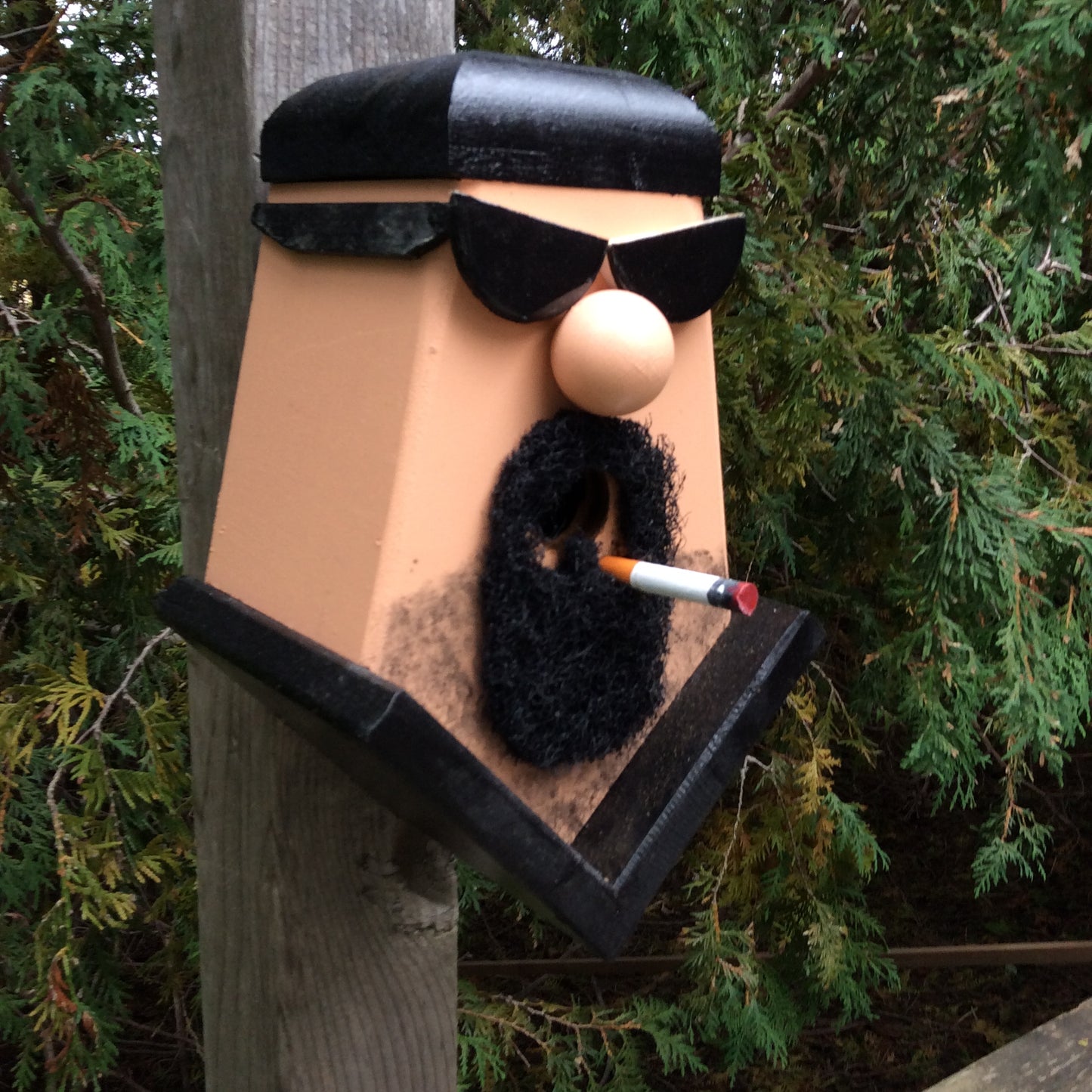 Biker Dude With Cigarette Birdhouse