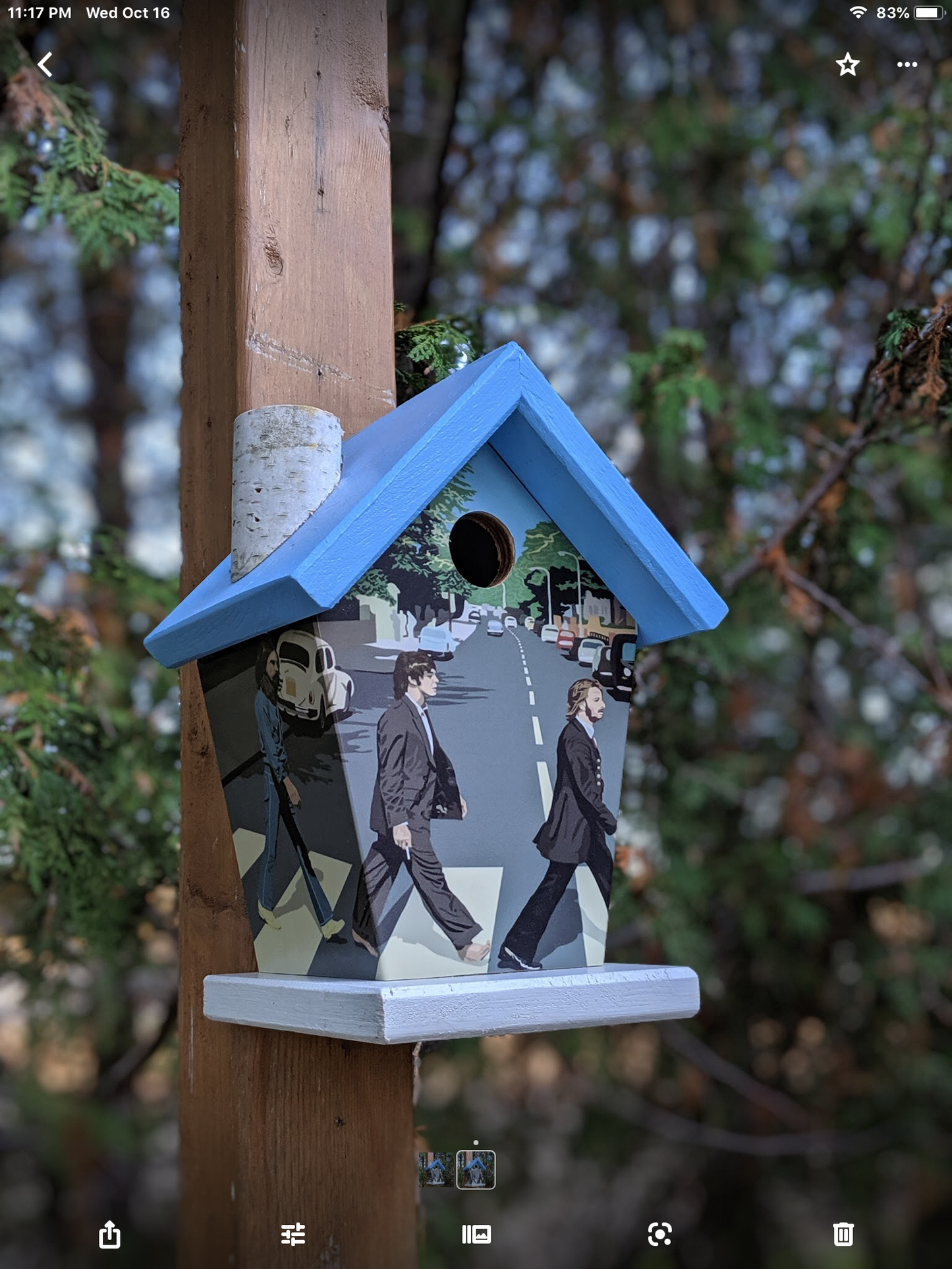 Beatles Abbey Road Blue & White Music Birdhouse
