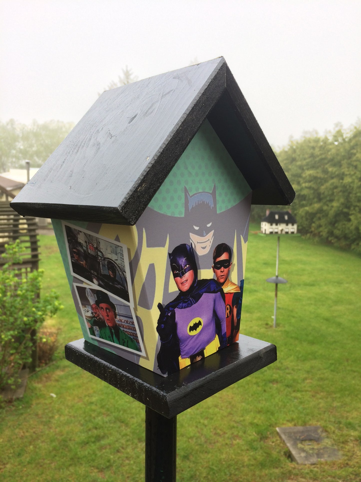 Batman and Robin Wrapped Four Sided Birdhouse
