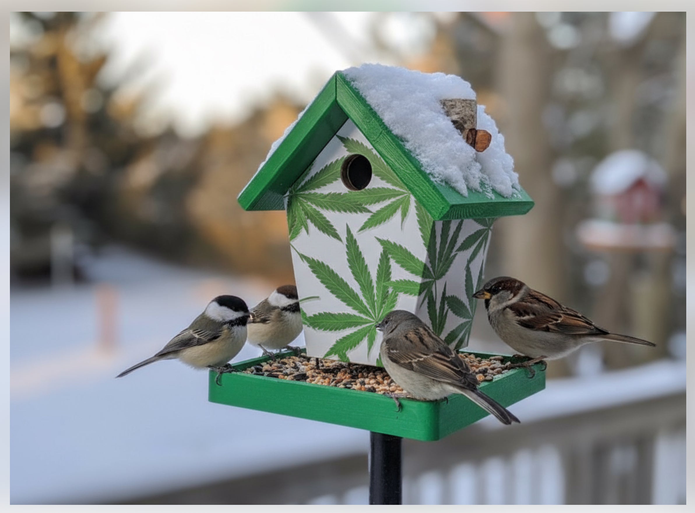 Image showcasing Marijuana theme bird feeder – Buy A Birdhouse