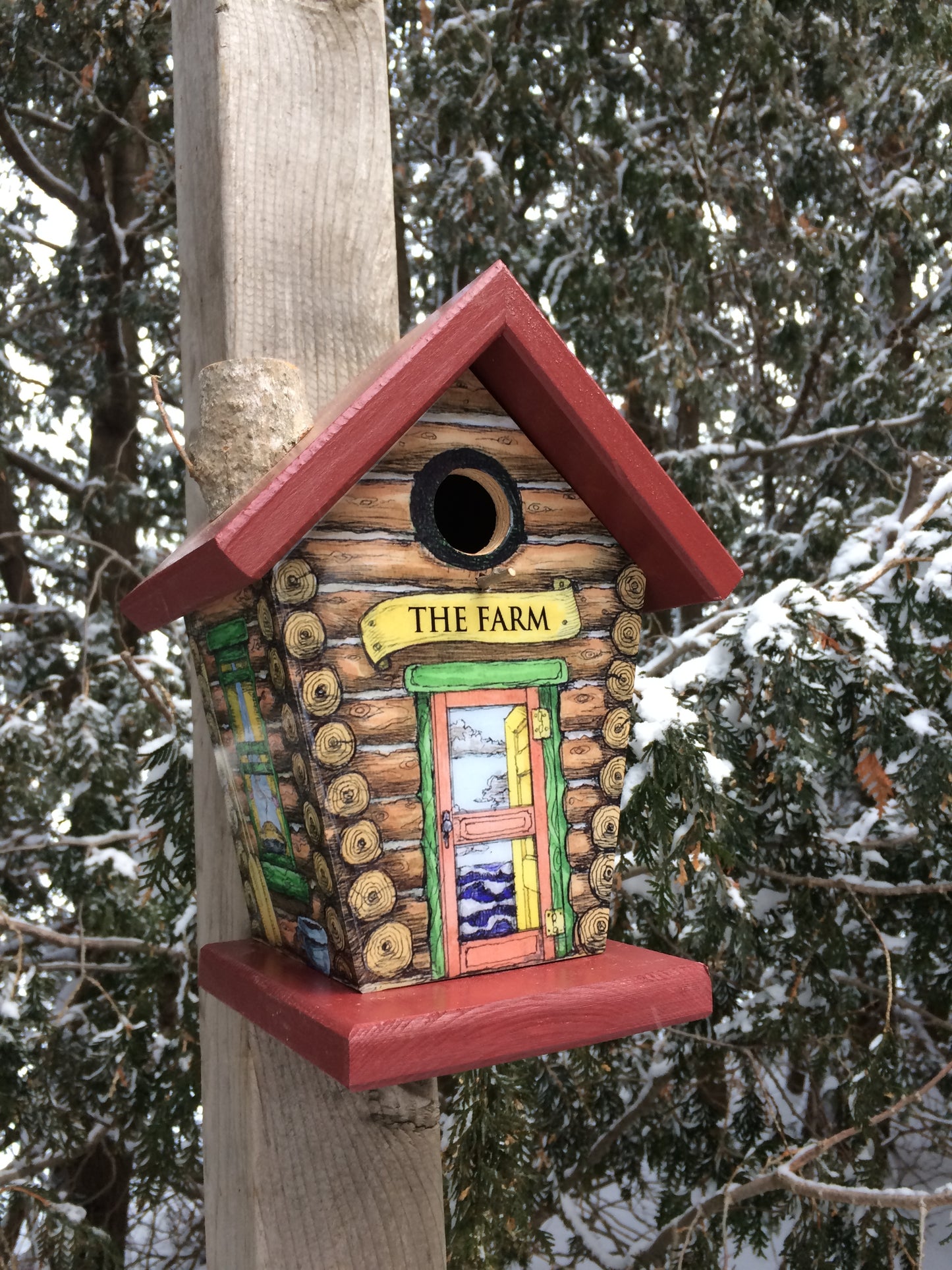 Personalized Log Cabin Birdhouse