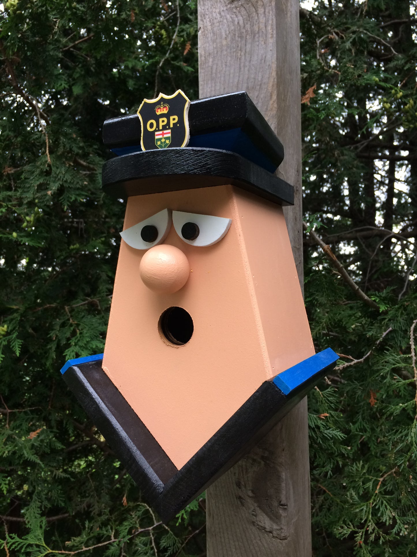 Ontario Provincial Police Officer Clean Shaven Birdhouse