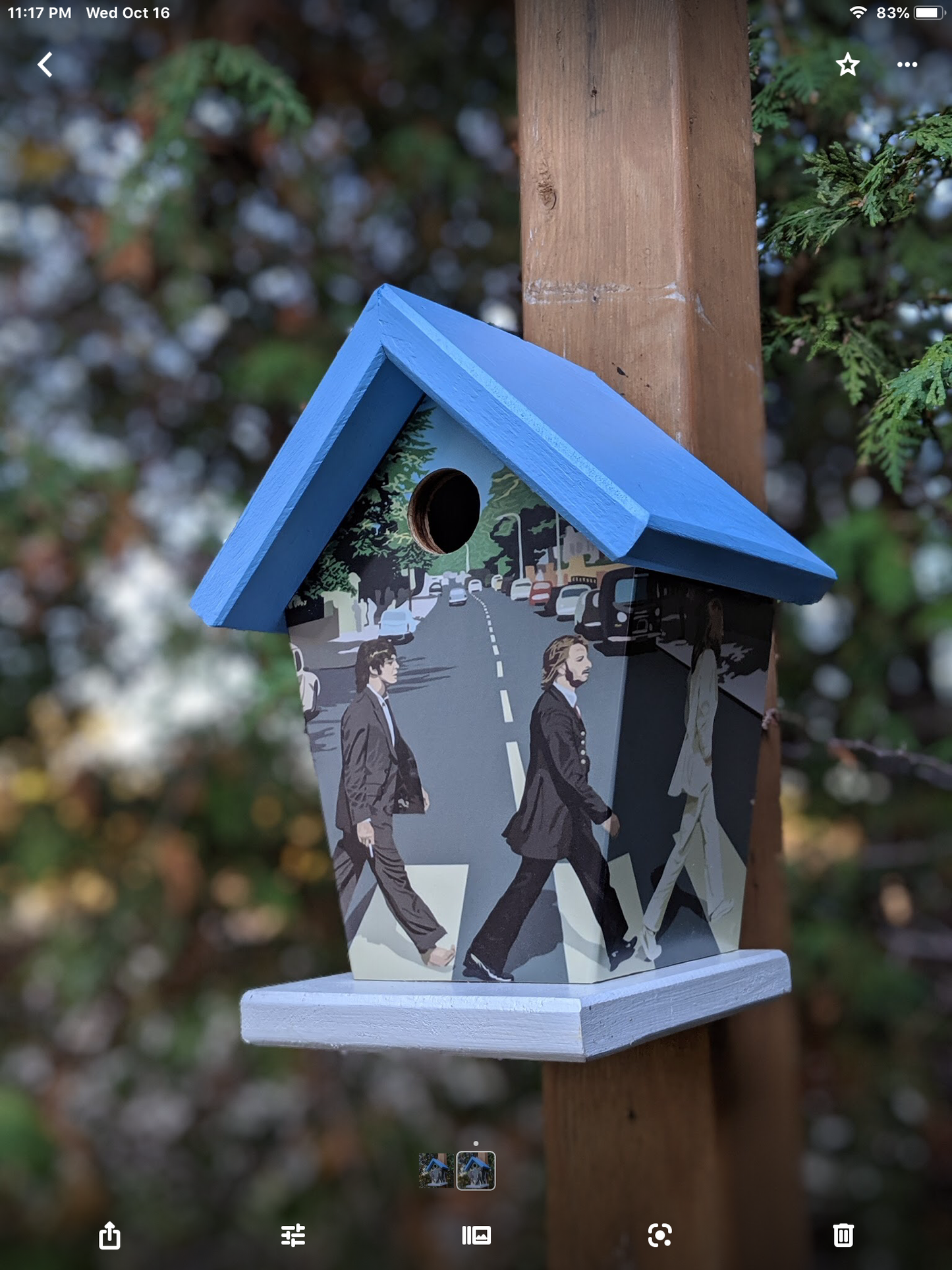 Beatles Abbey Road Blue & White Music Birdhouse