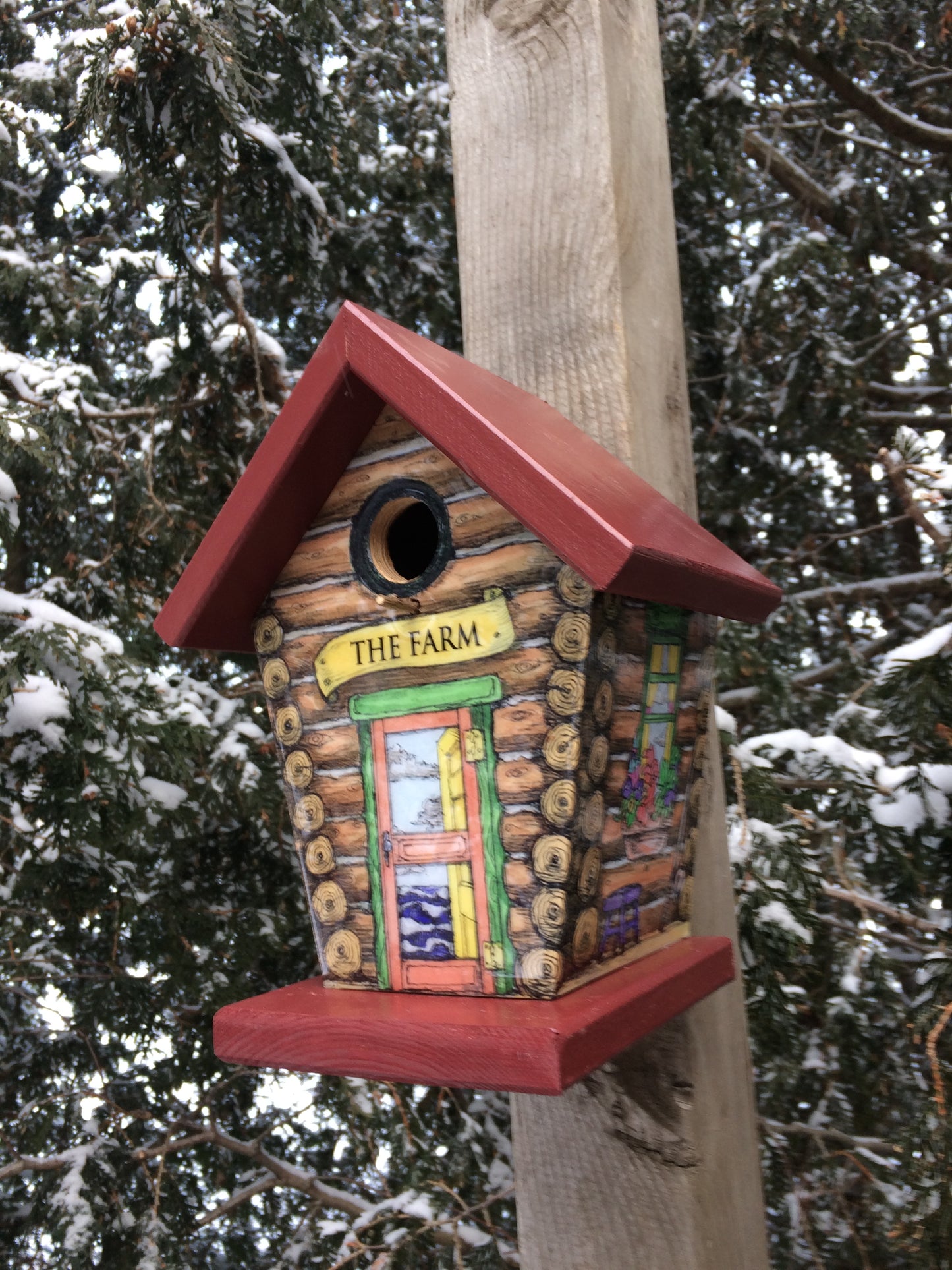 Personalized Log Cabin Birdhouse