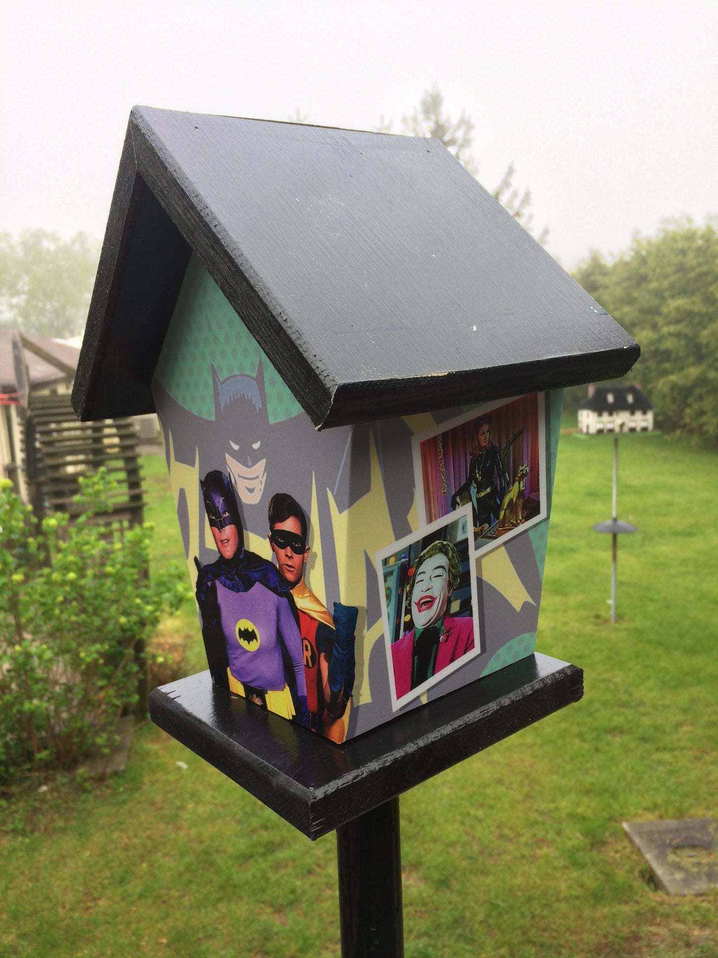 Batman and Robin Wrapped Four Sided Birdhouse