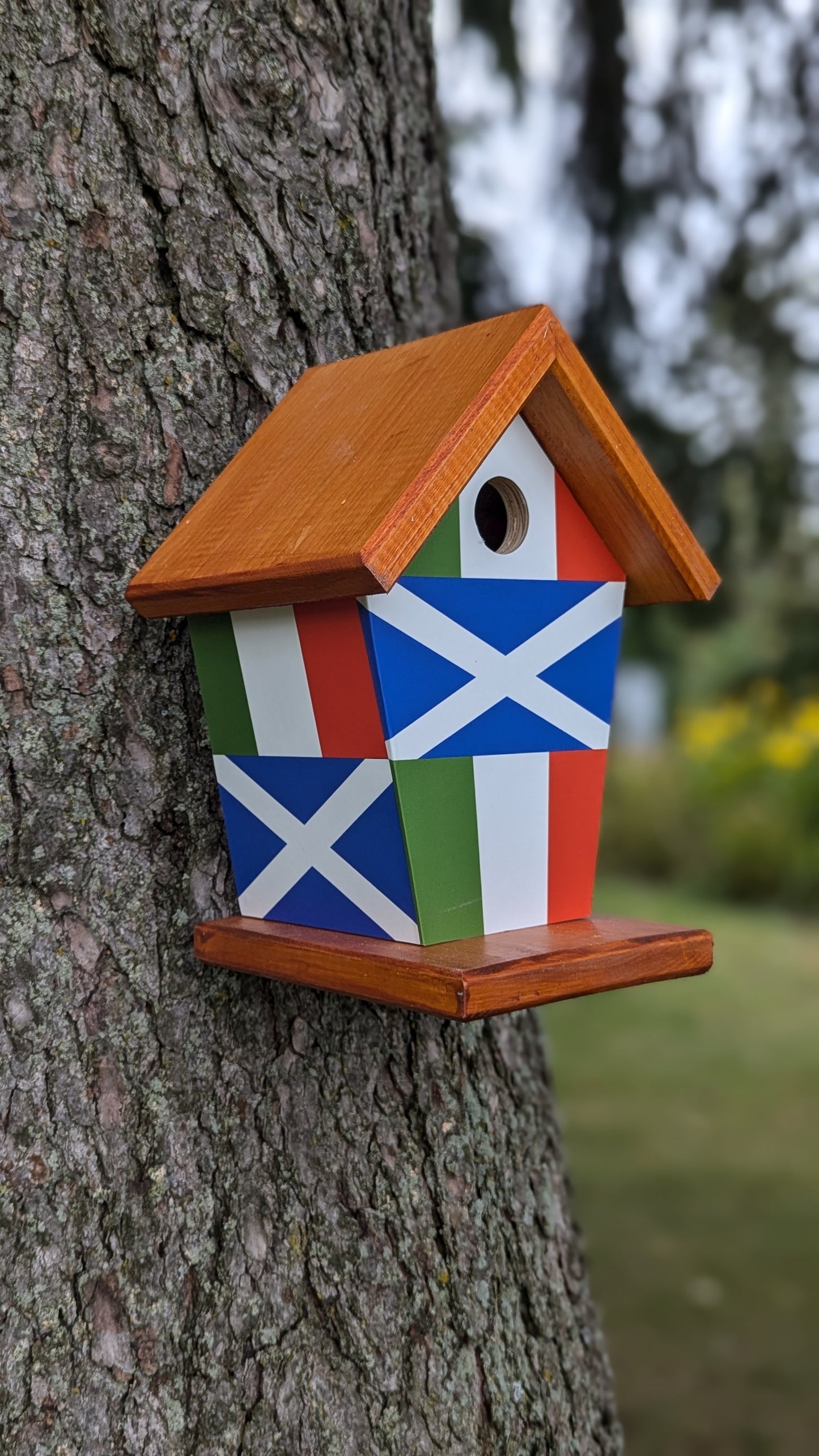 Irish and Scottish Flag Comb Birdhouse