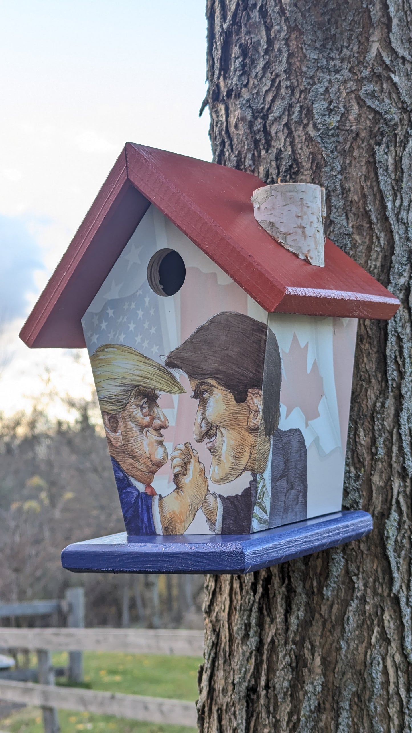 Trump V Trudeau Birdhouse