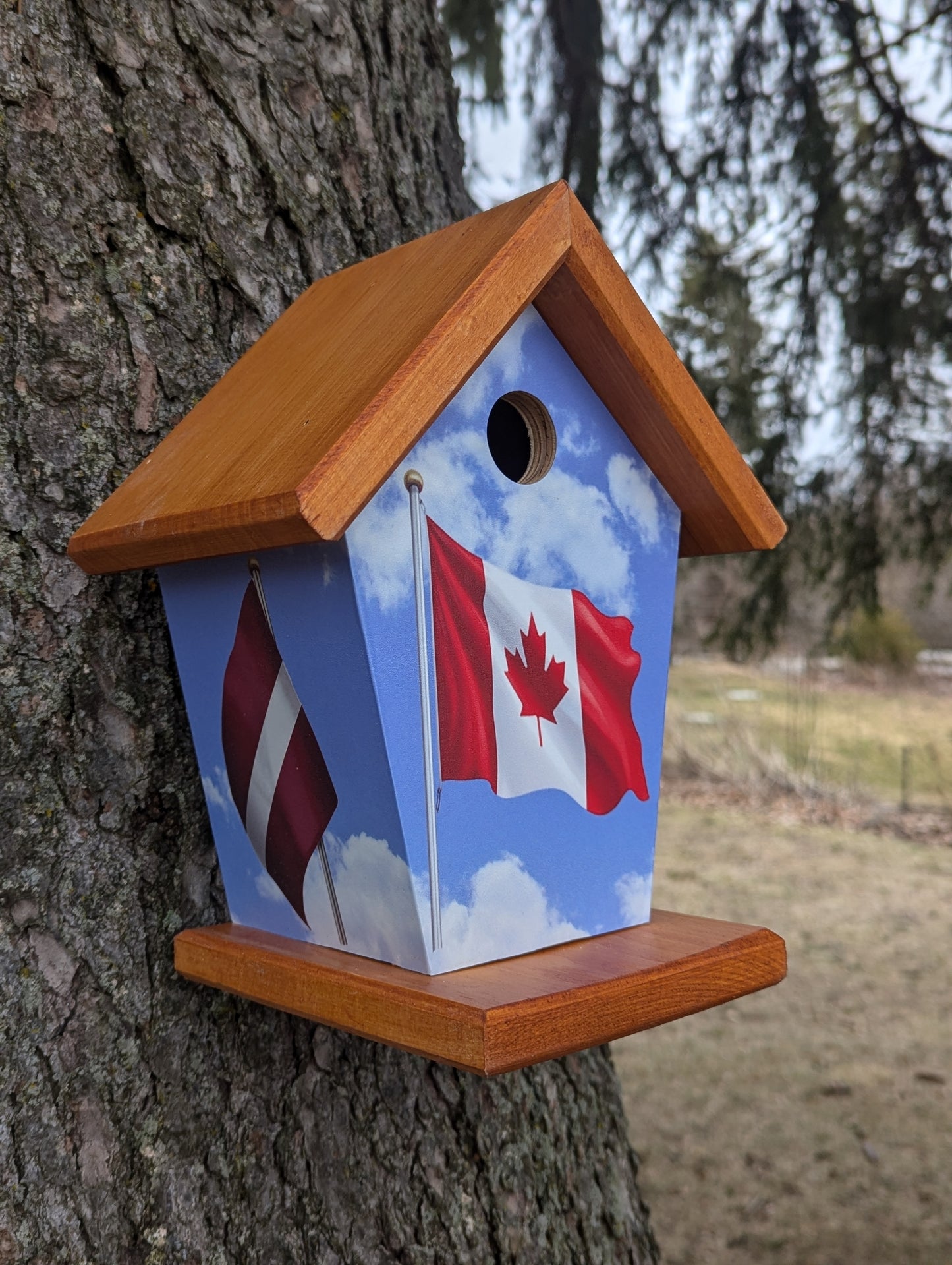Personalized three flag birdhouse