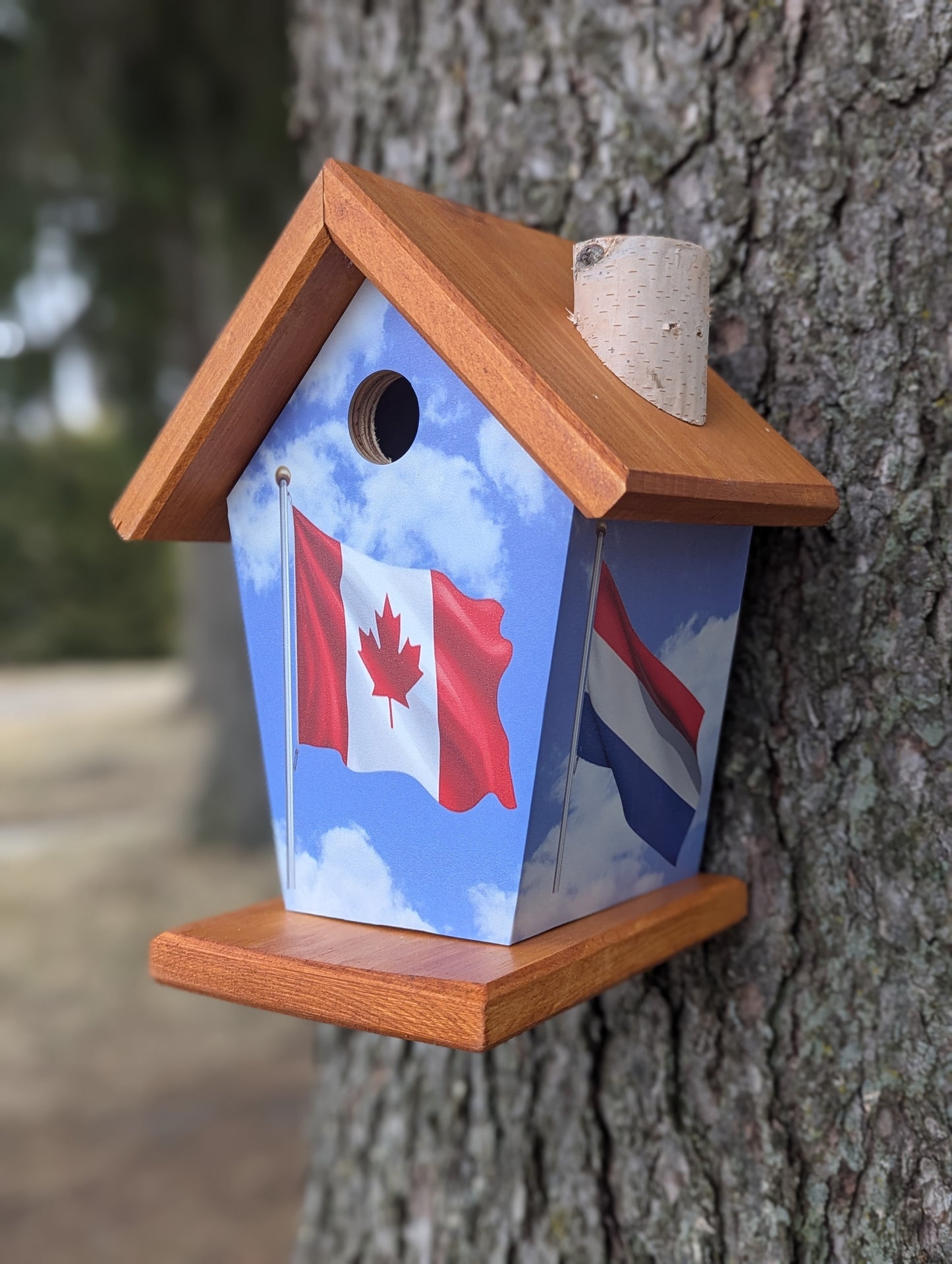 Personalized three flag birdhouse