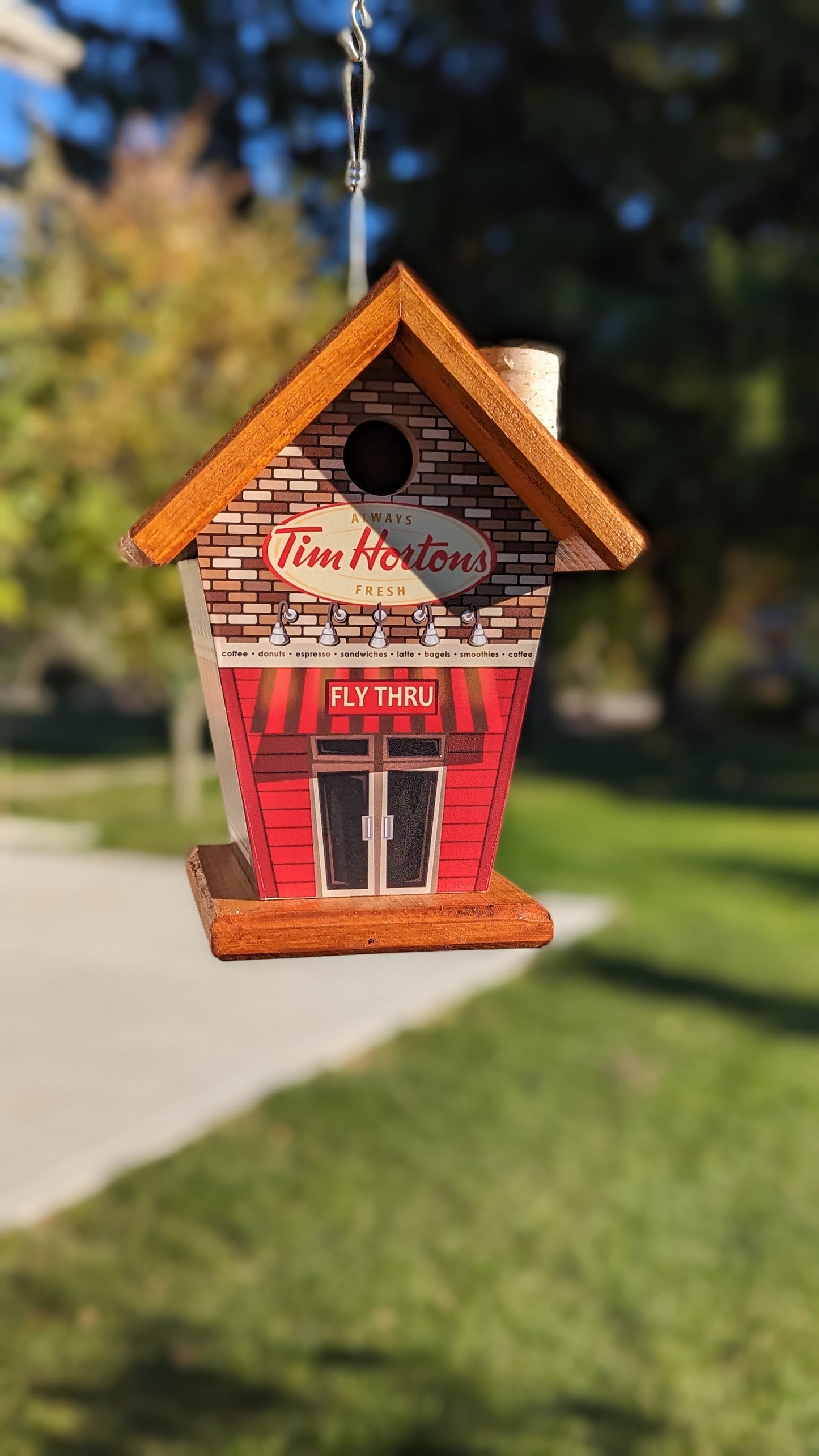 Tim Hortons four-sided birdhouse