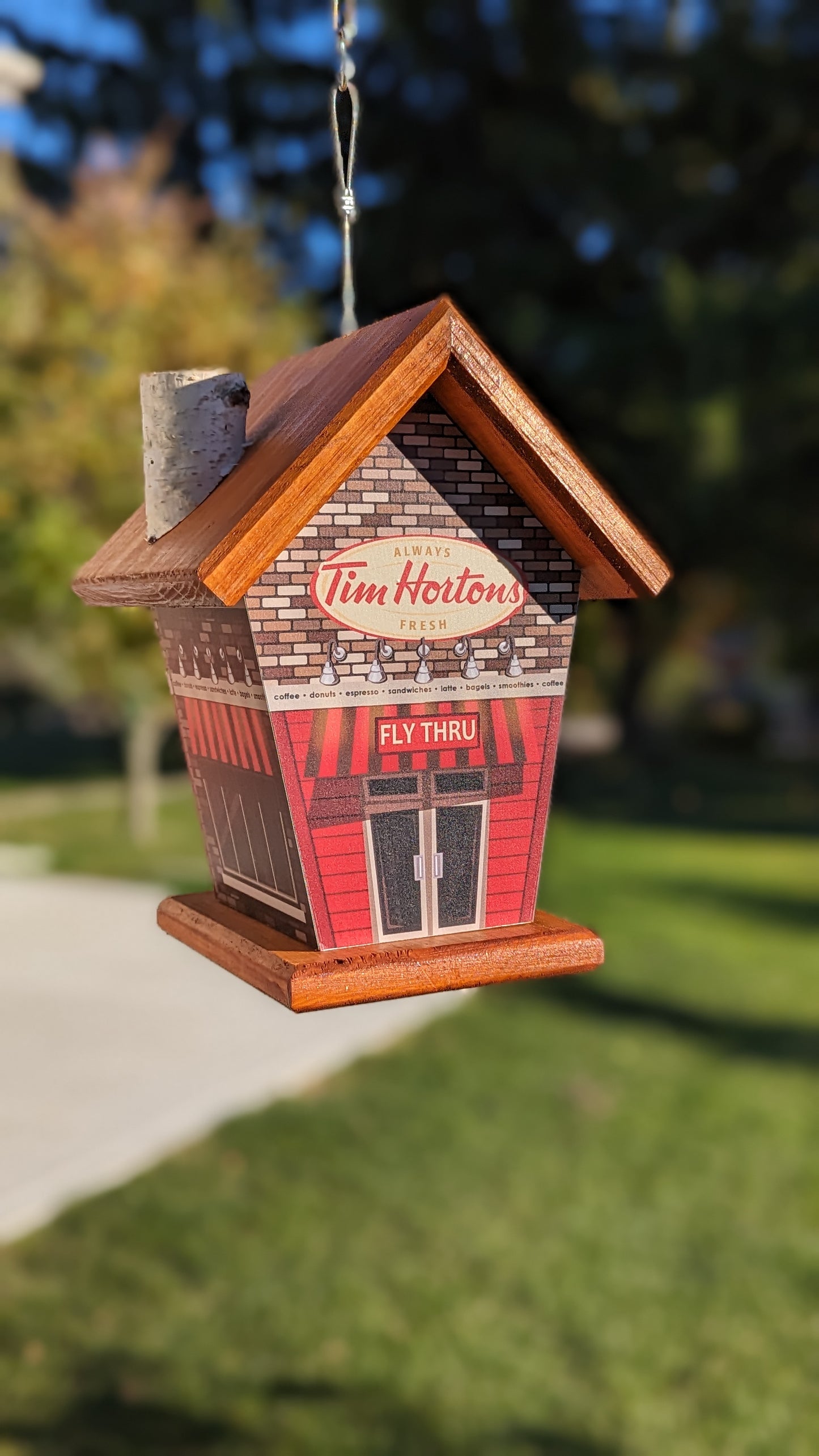 Tim Hortons four-sided birdhouse