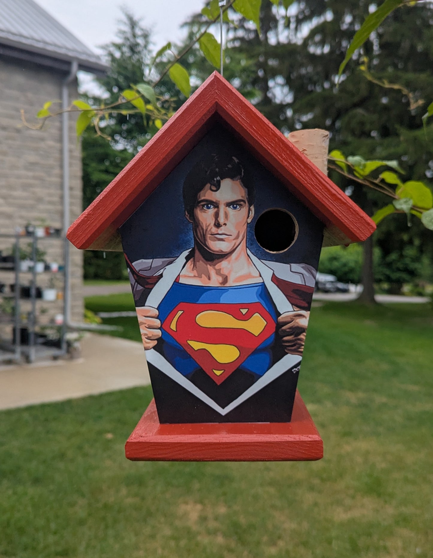 Superman four-sided birdhouse