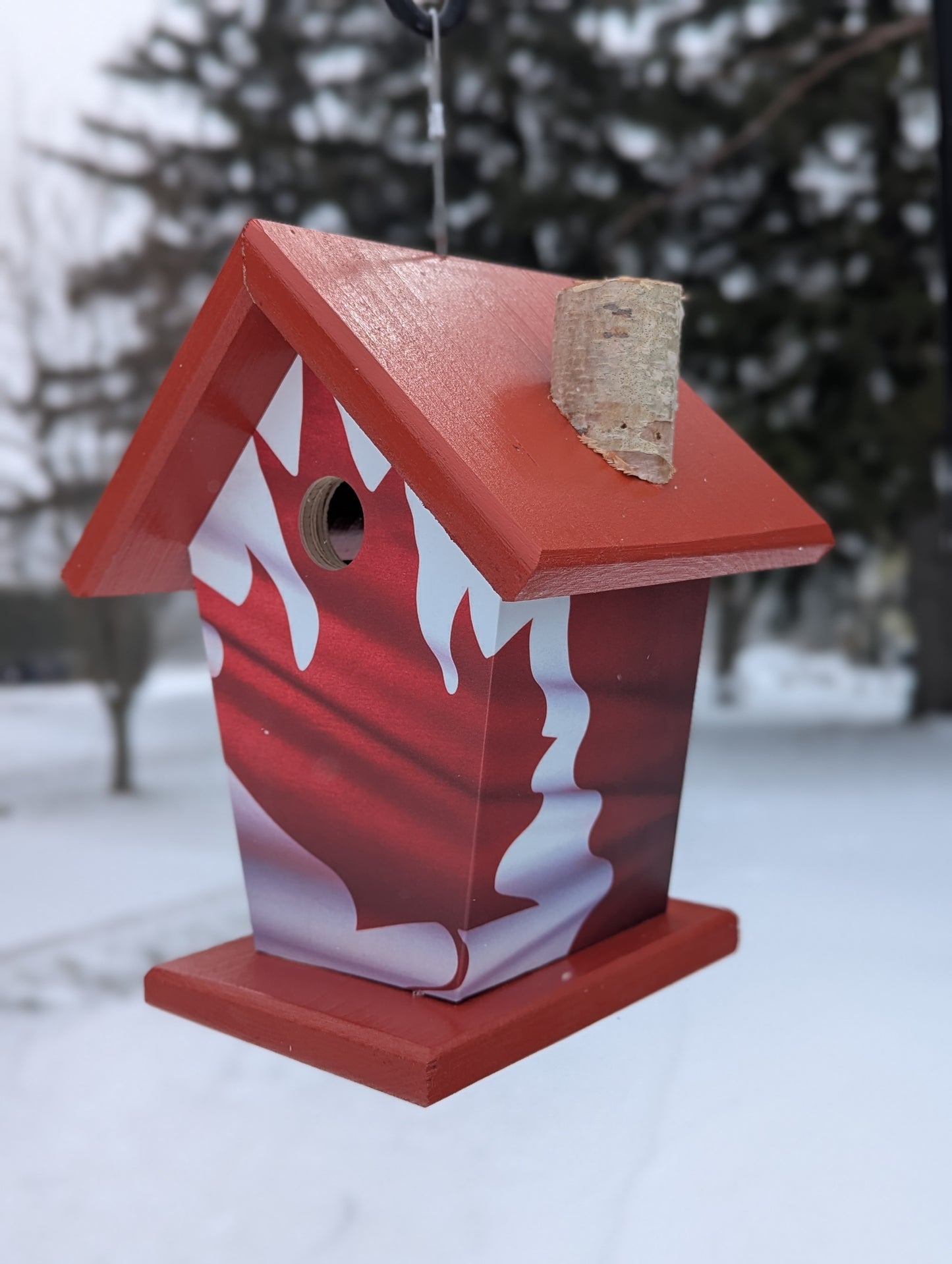 Canadian wave flag four-sided birdhouse