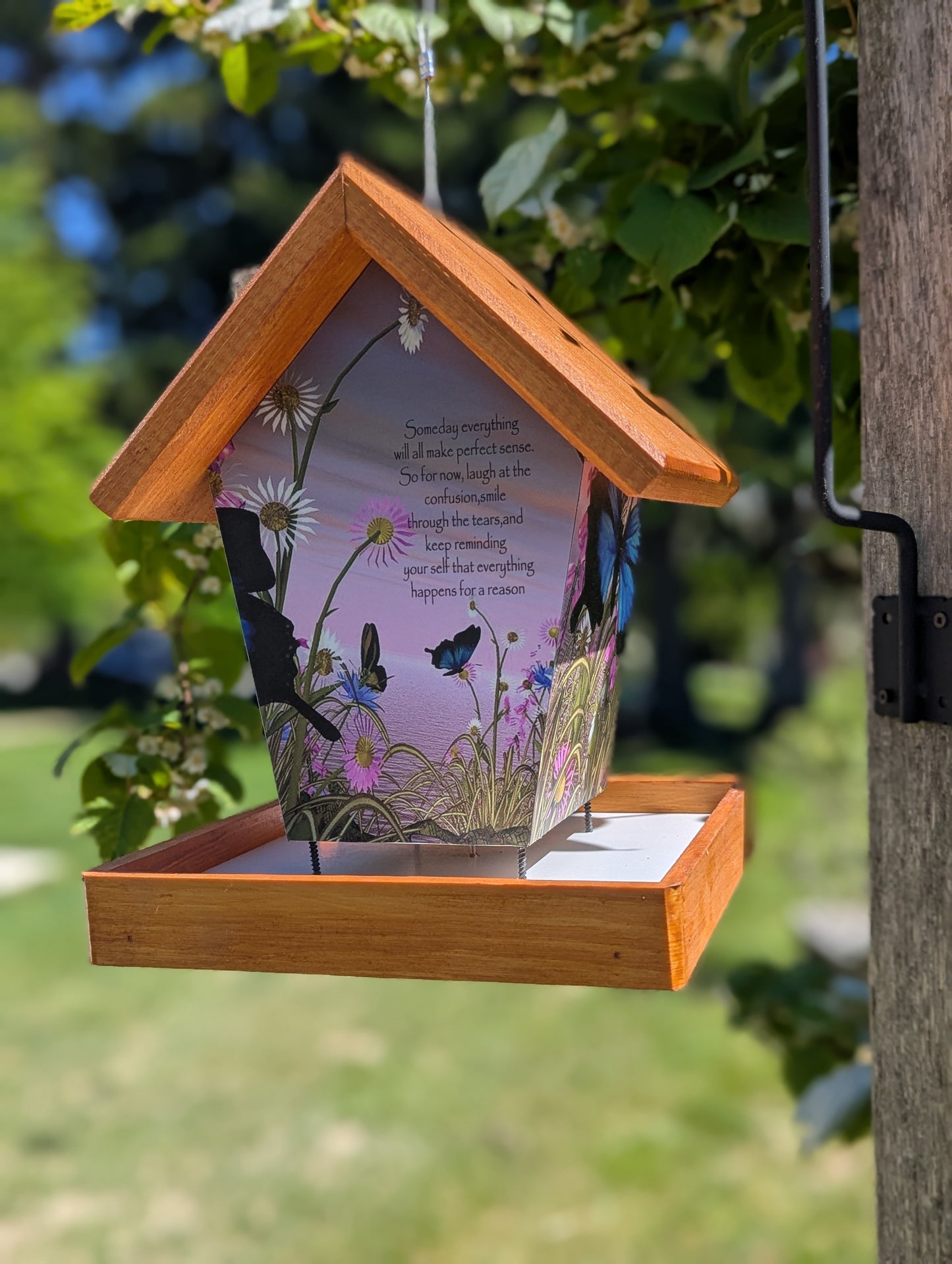Butterfly poem bird feeder