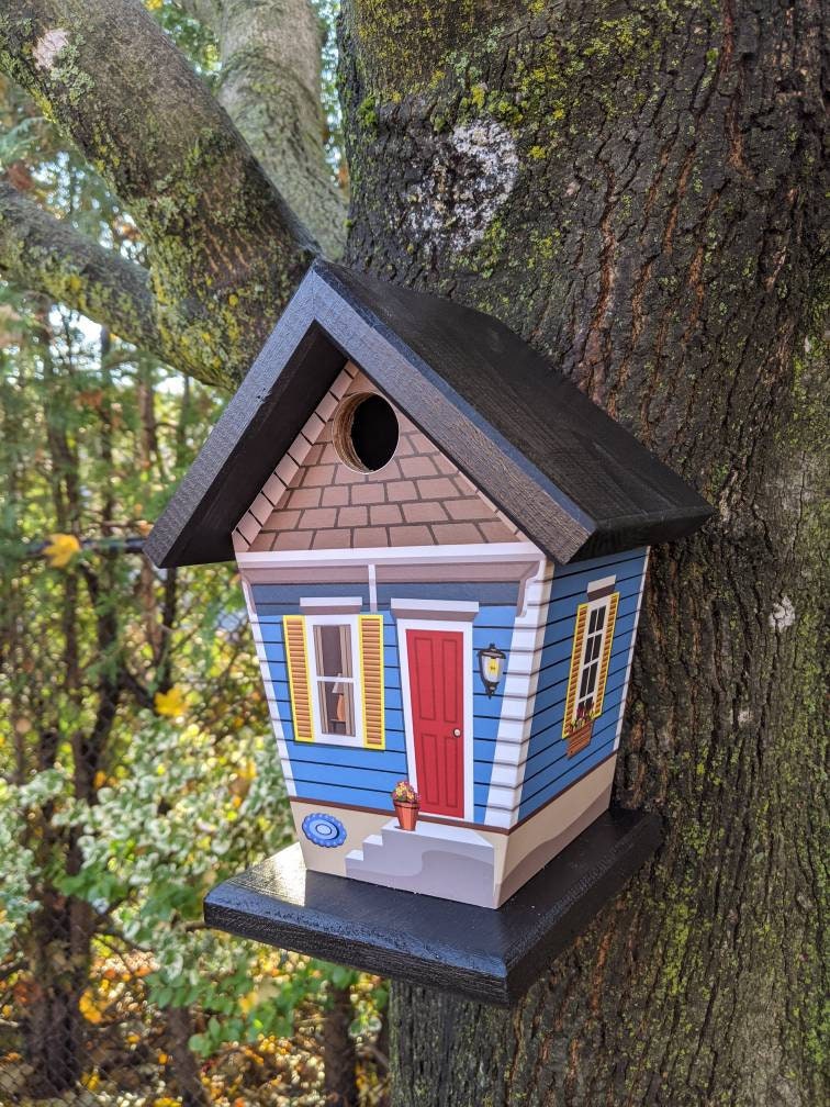 New Orleans Shotgun (Black Roof) Birdhouse