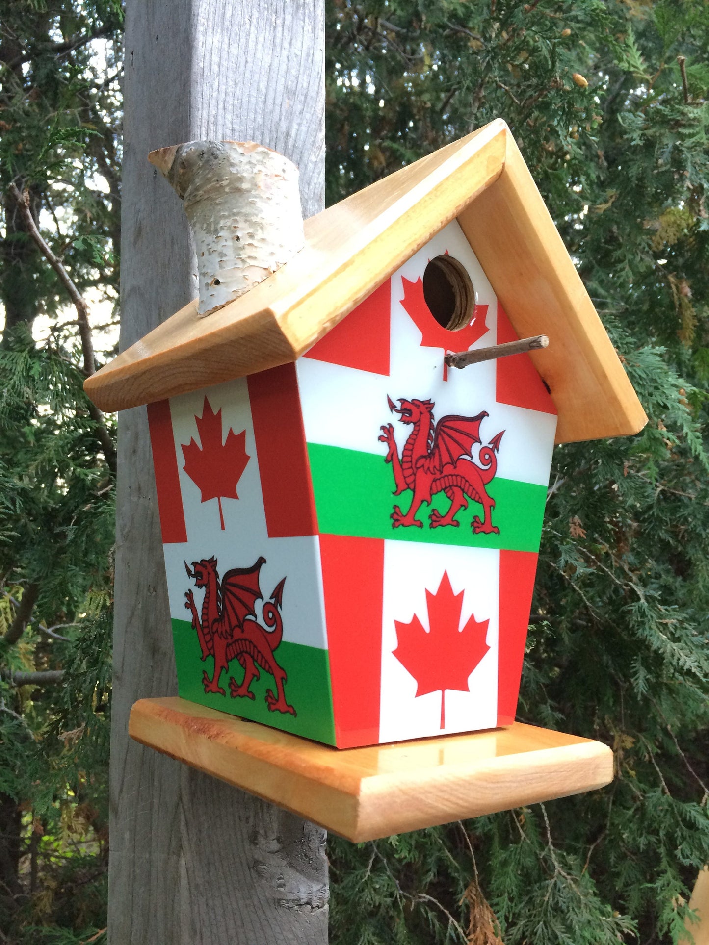 Wales & Canada Flags Birdhouse