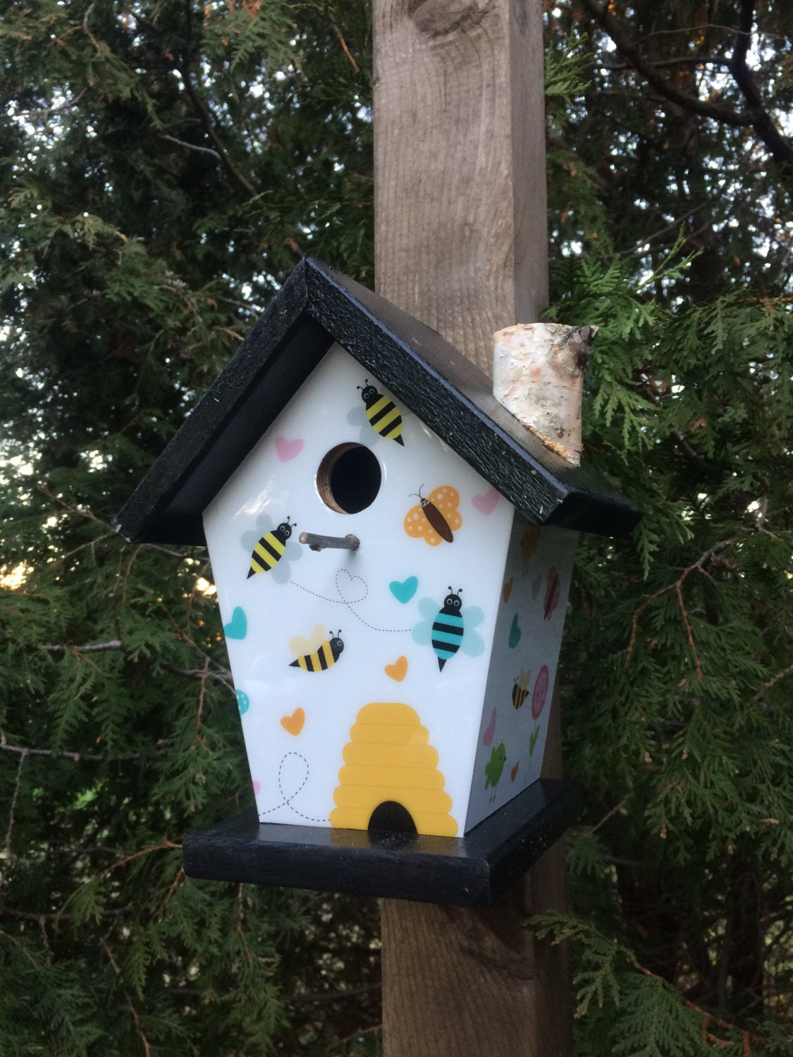 Birds & Bees (Black Roof) Birdhouse