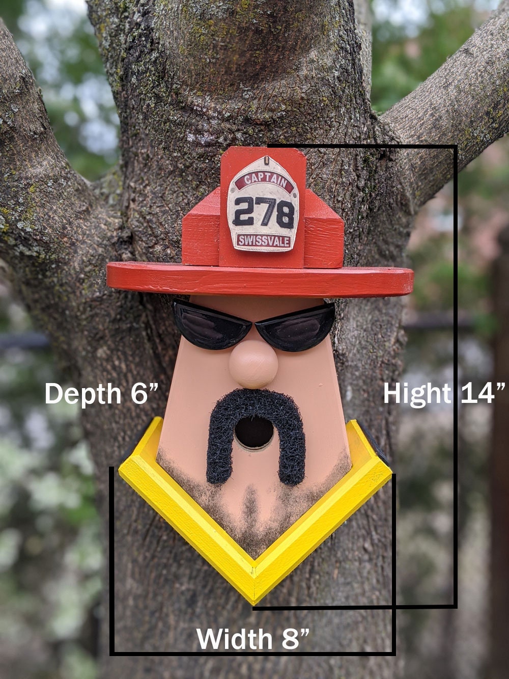 Personalized Firefighter with Sunglasses Birdhouse