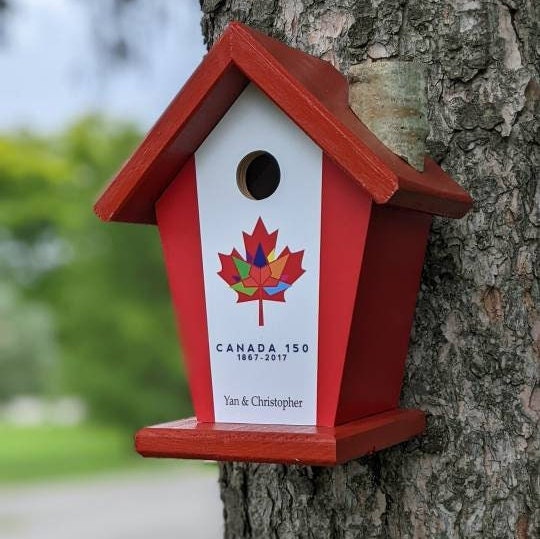 Personalized Canada Flag (Multi Coloured Maple Leaf) Birdhouse