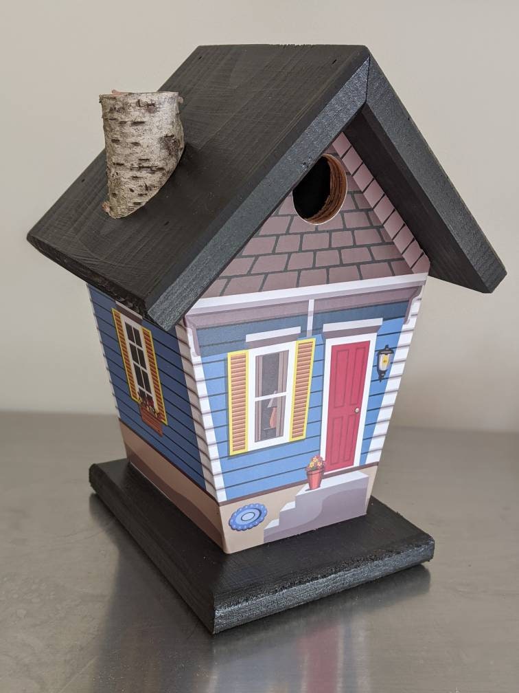 New Orleans Shotgun (Black Roof) Birdhouse
