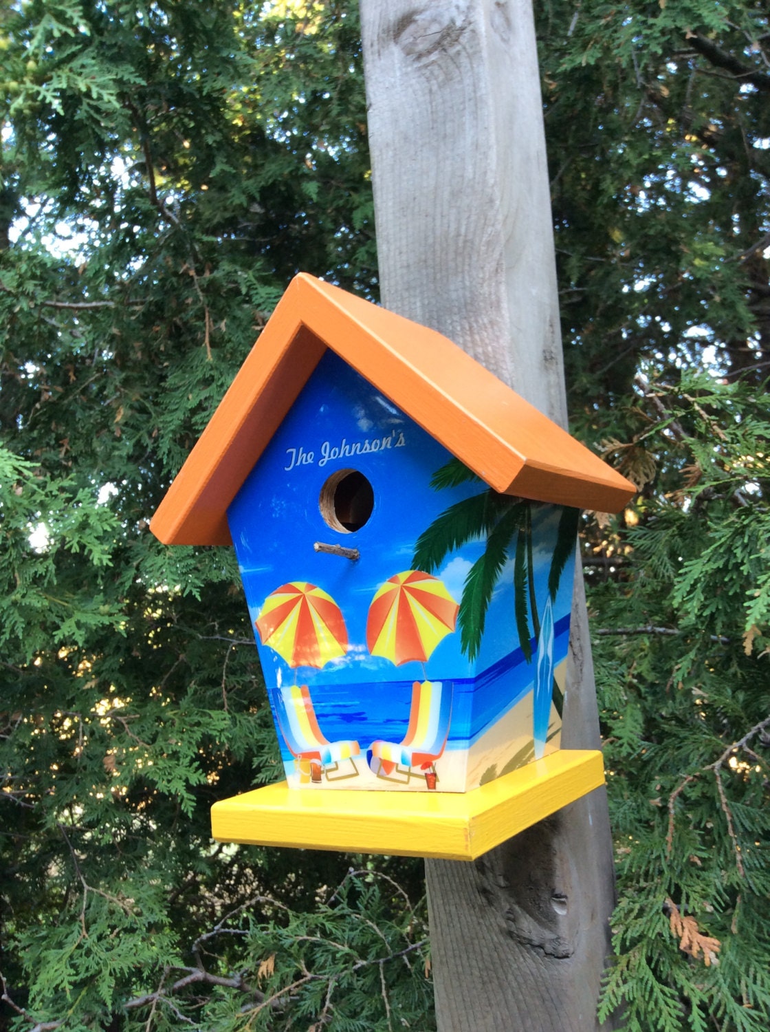 Custom (Beach Scene) Birdhouse/Feeder