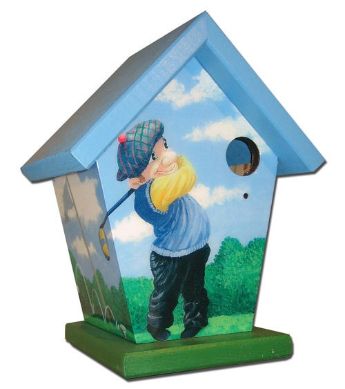 Golf Stained Roof & Base Birdhouse Sports
