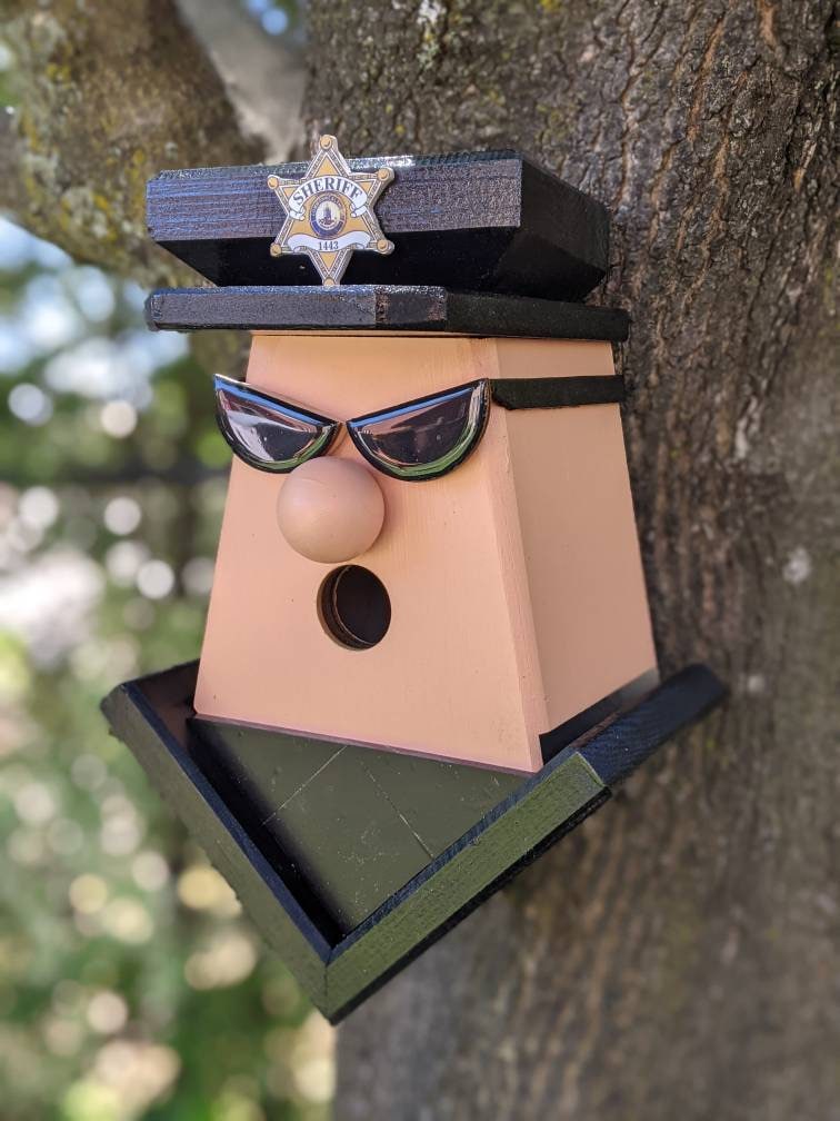 Personalized Police Officer with Sunglasses Birdhouse