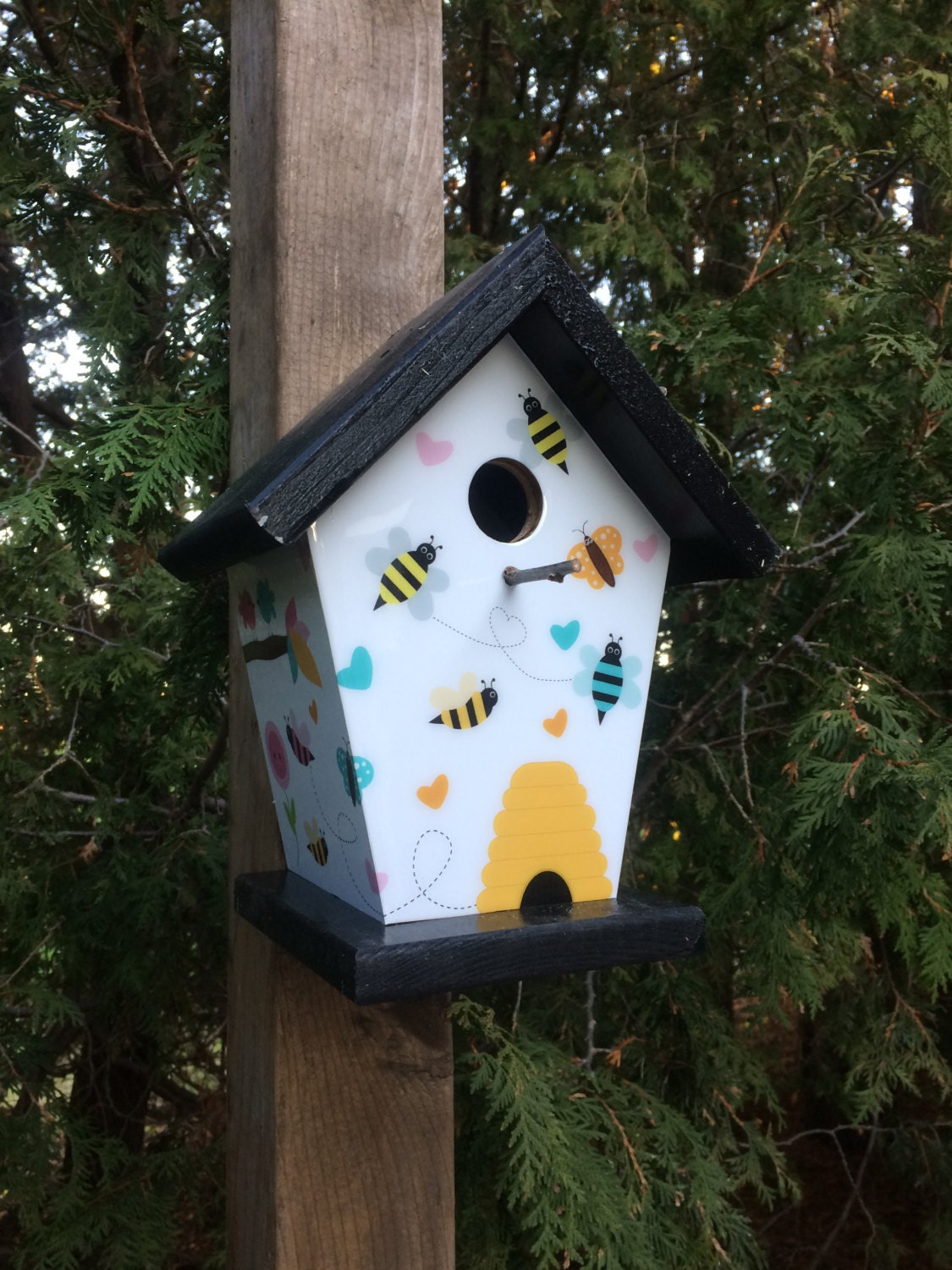 Birds & Bees (Black Roof) Birdhouse
