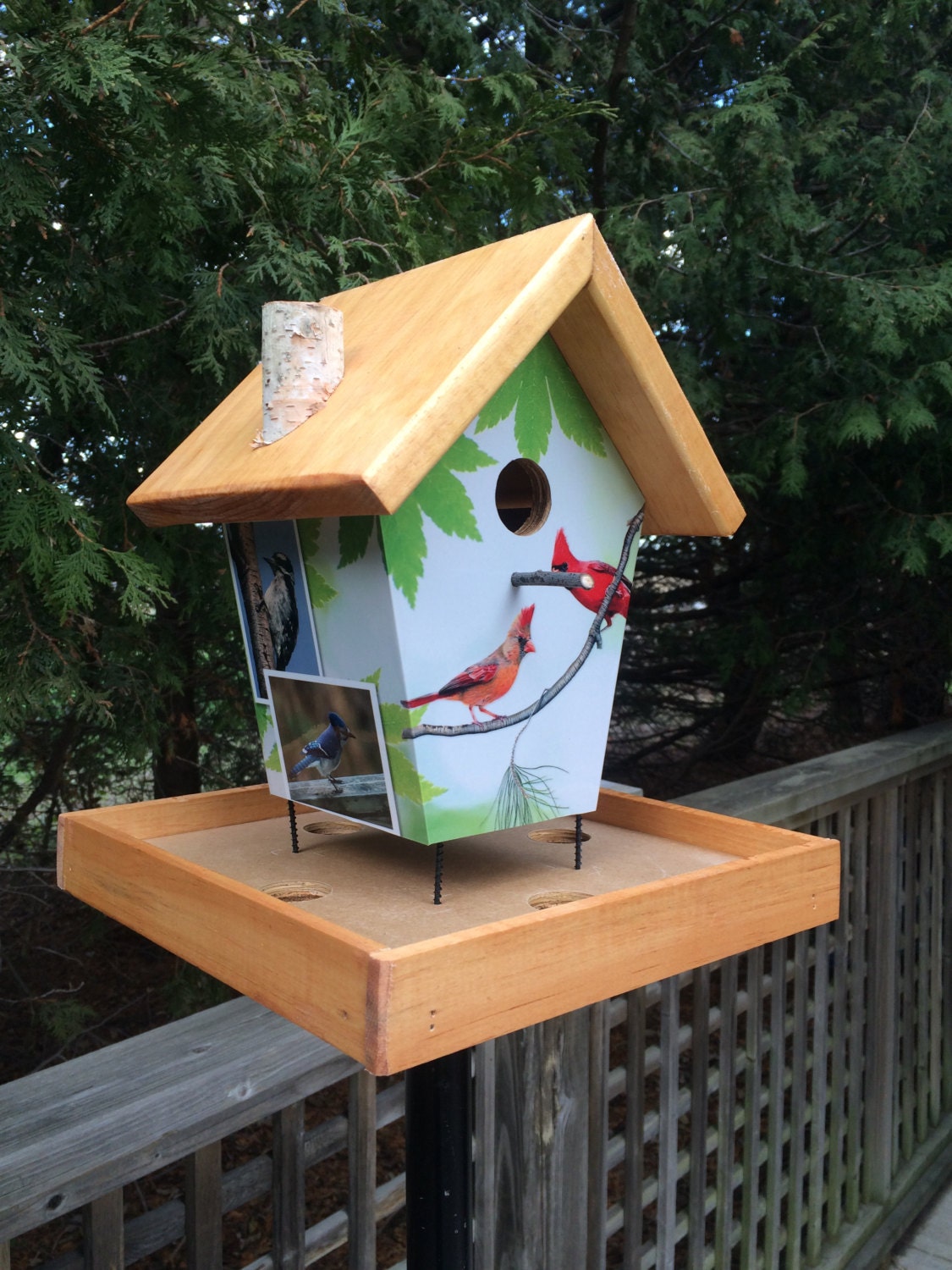 Cardinals (Stained Roof) Bird Feeder