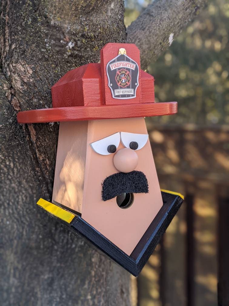 Firefighter with Moustache Birdhouse