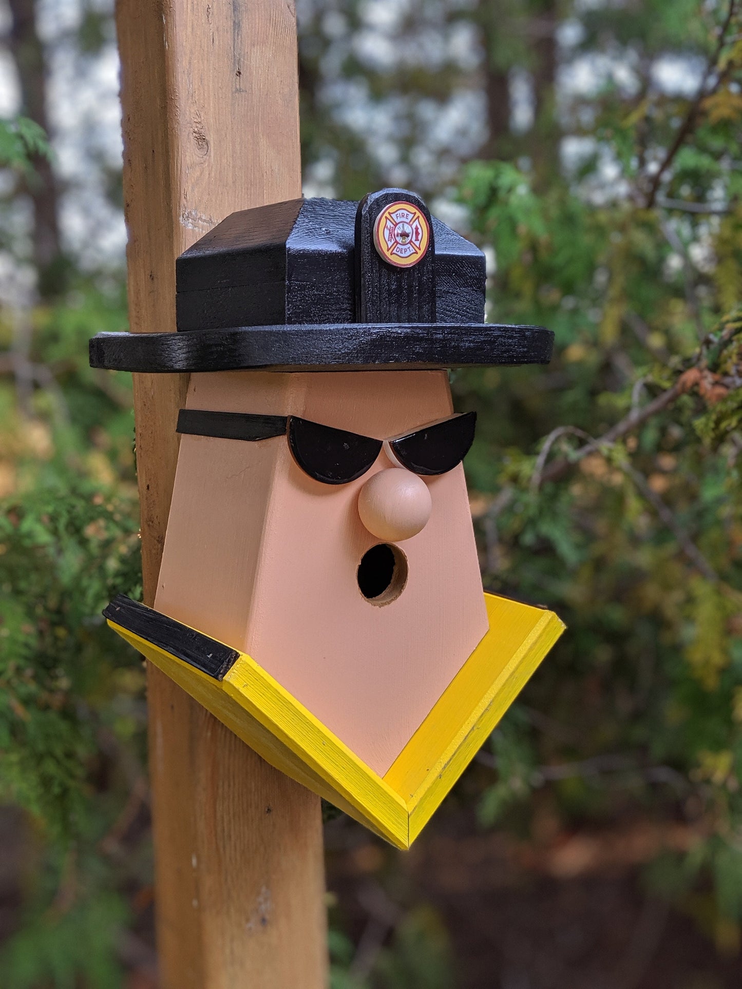 Fire Fighter with Sunglasses Birdhouse