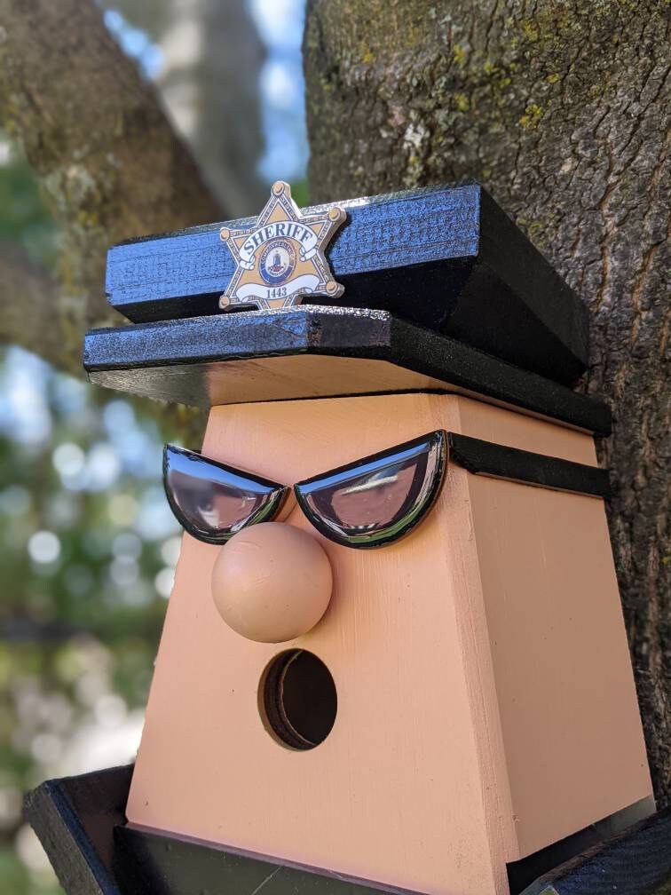 Personalized Police Officer with Sunglasses Birdhouse