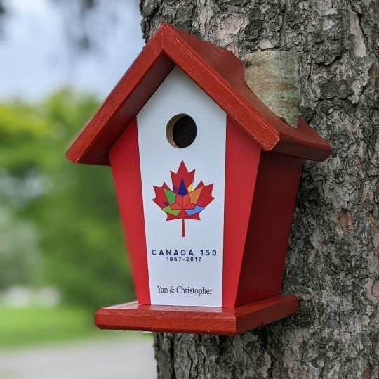 Personalized Canada Flag (Multi Coloured Maple Leaf) Birdhouse