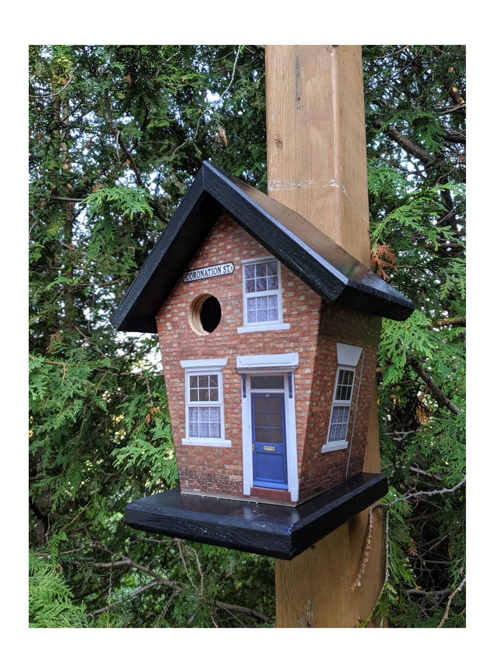 Coronation Street (Black Roof Black Base) Birdhouse/Feeder