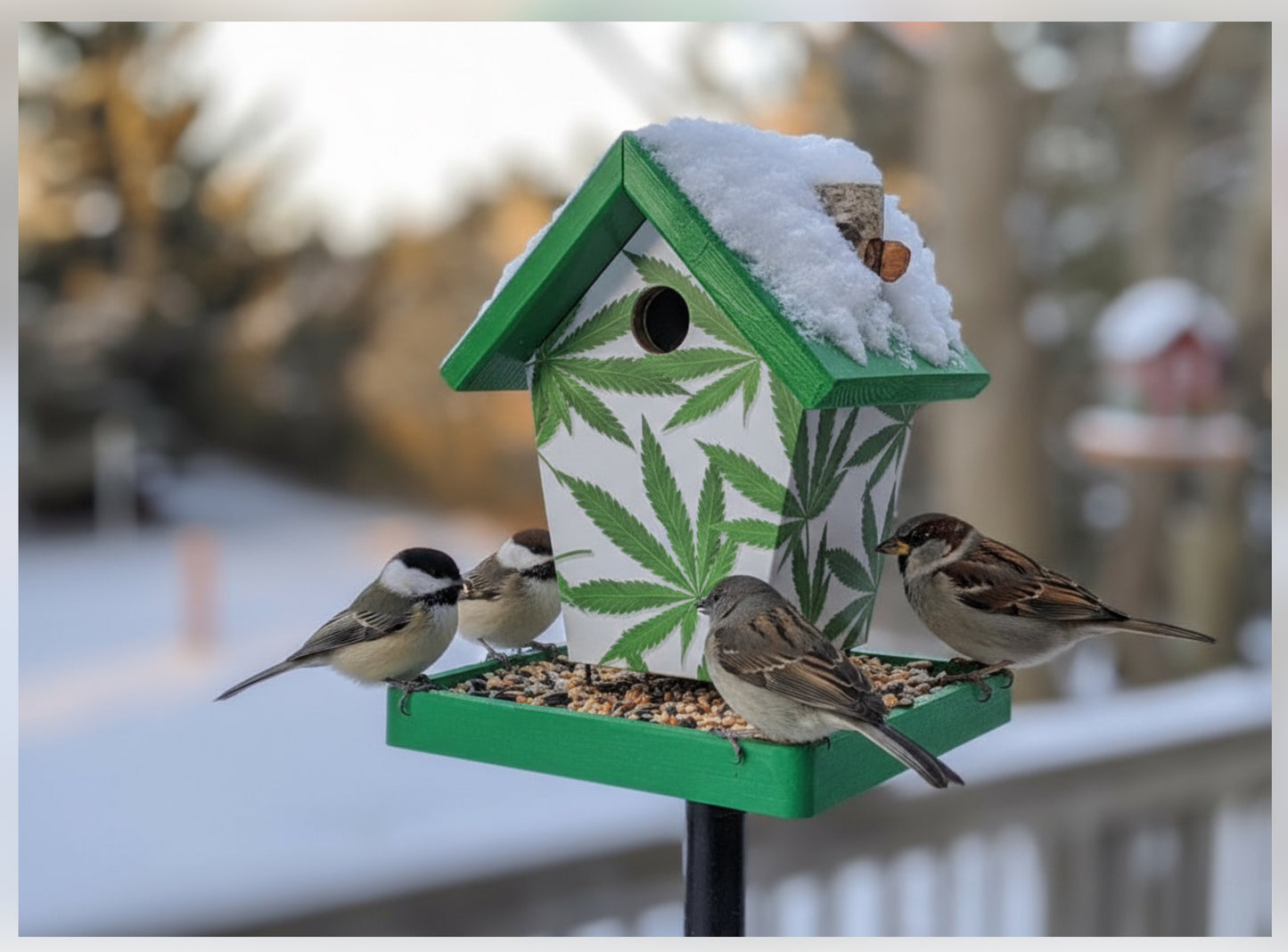 Marijuana theme bird feeder