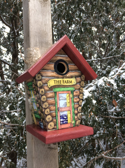 Personalized Log Cabin Birdhouse
