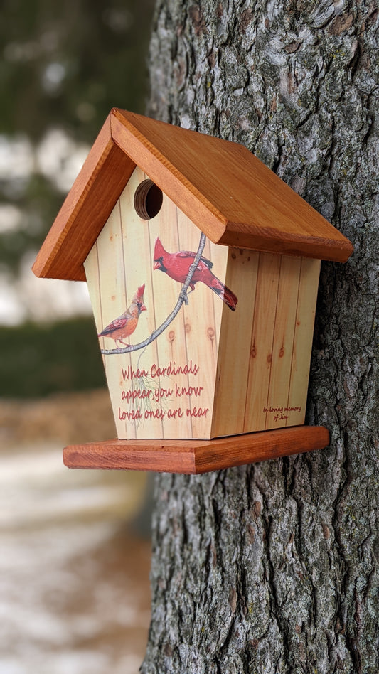 Memorial Cardinals Appear Birdhouse