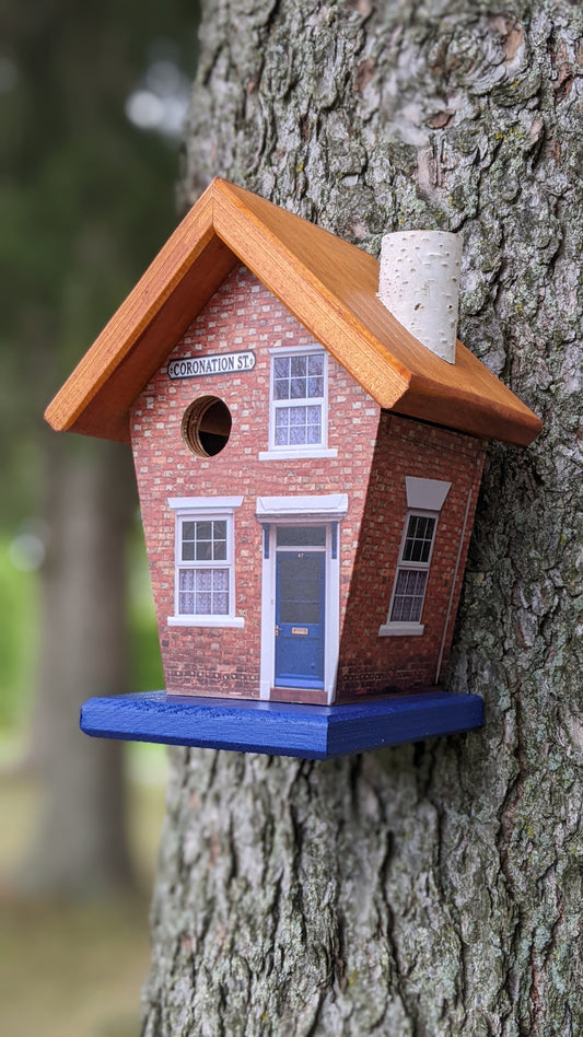 Coronation Street Birdhouse (Stained Roof Blue Base)