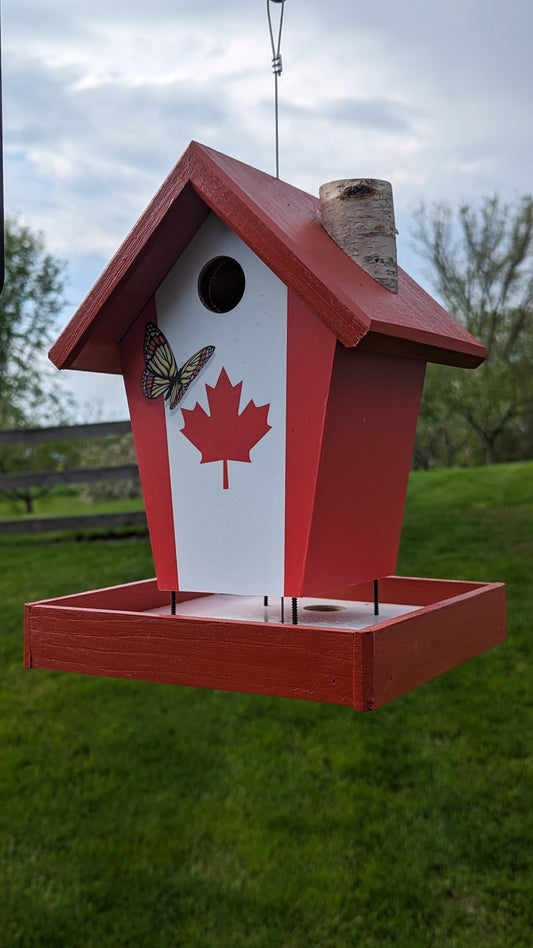 Canada fFag and Monarch Butterfly Bird Feeder