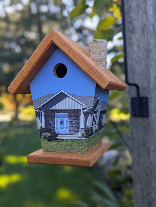 Personalized photo image birdhouse wrapped four sides