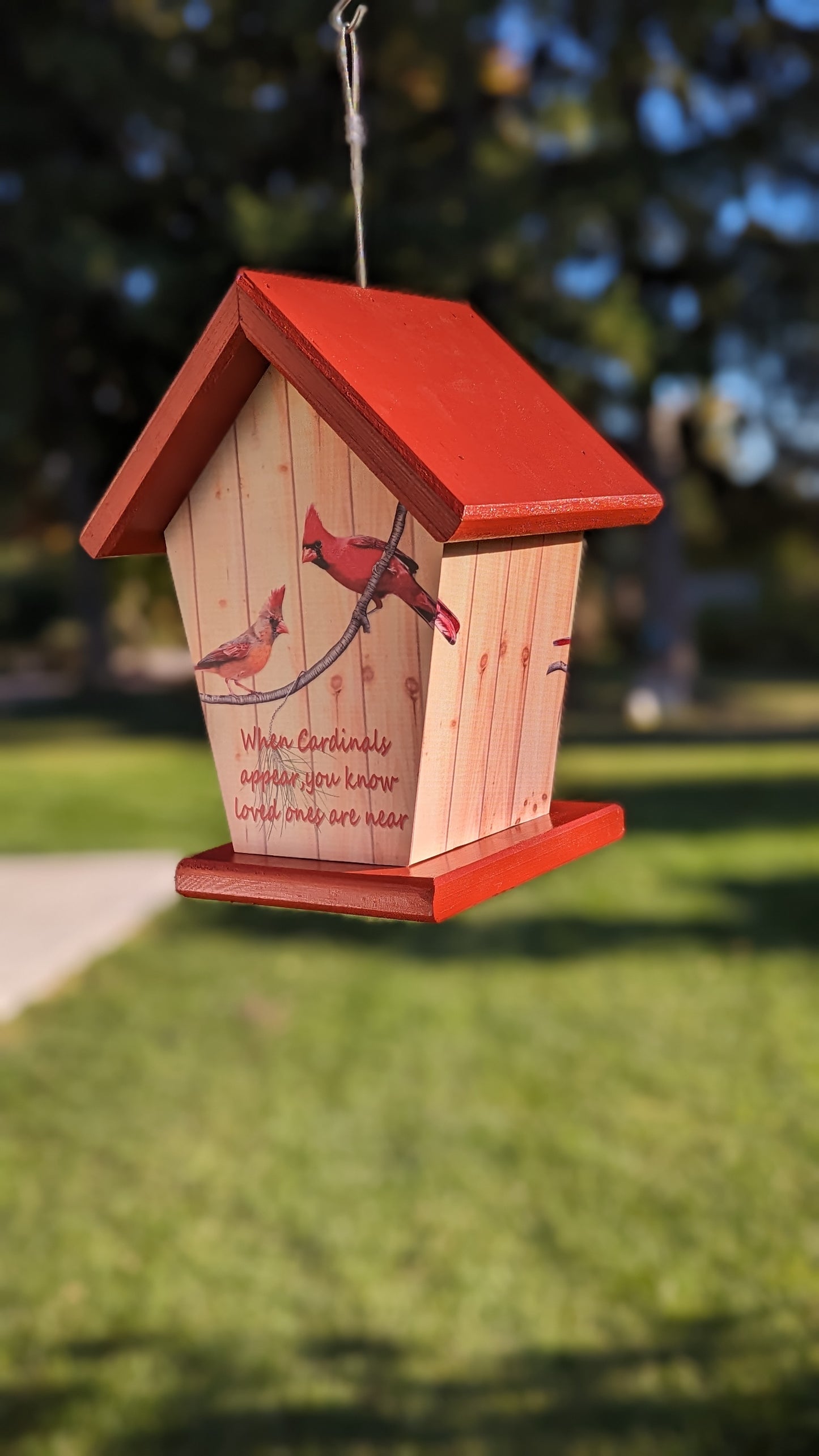 Cardinal four-sided Birdhouse