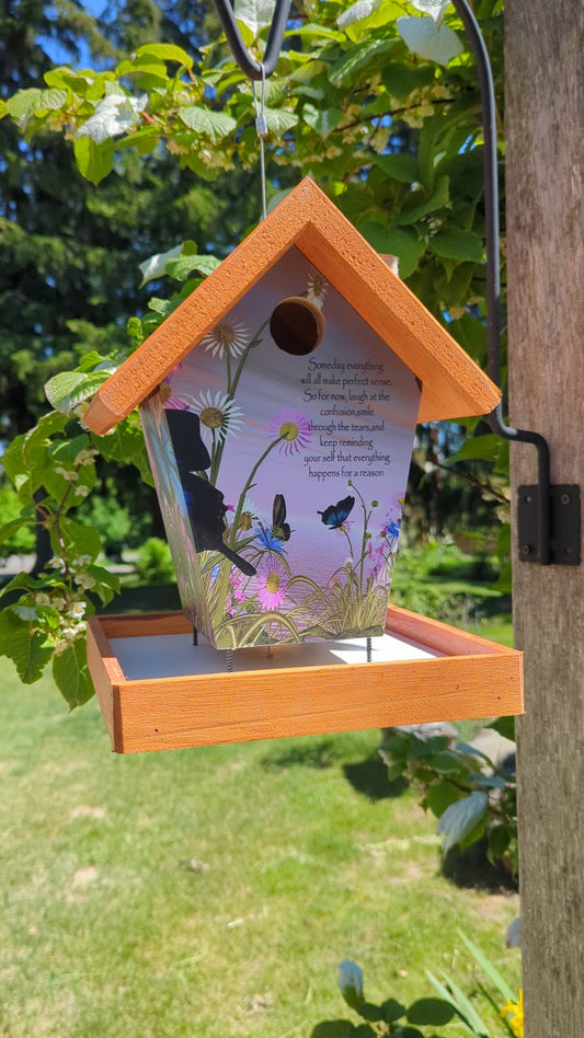 Butterfly poem bird feeder