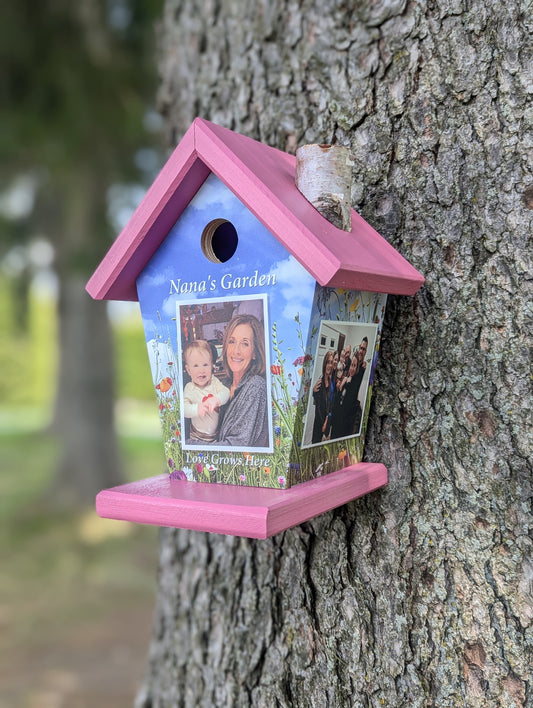 Personalized Birdhouse three photos and scriptures.