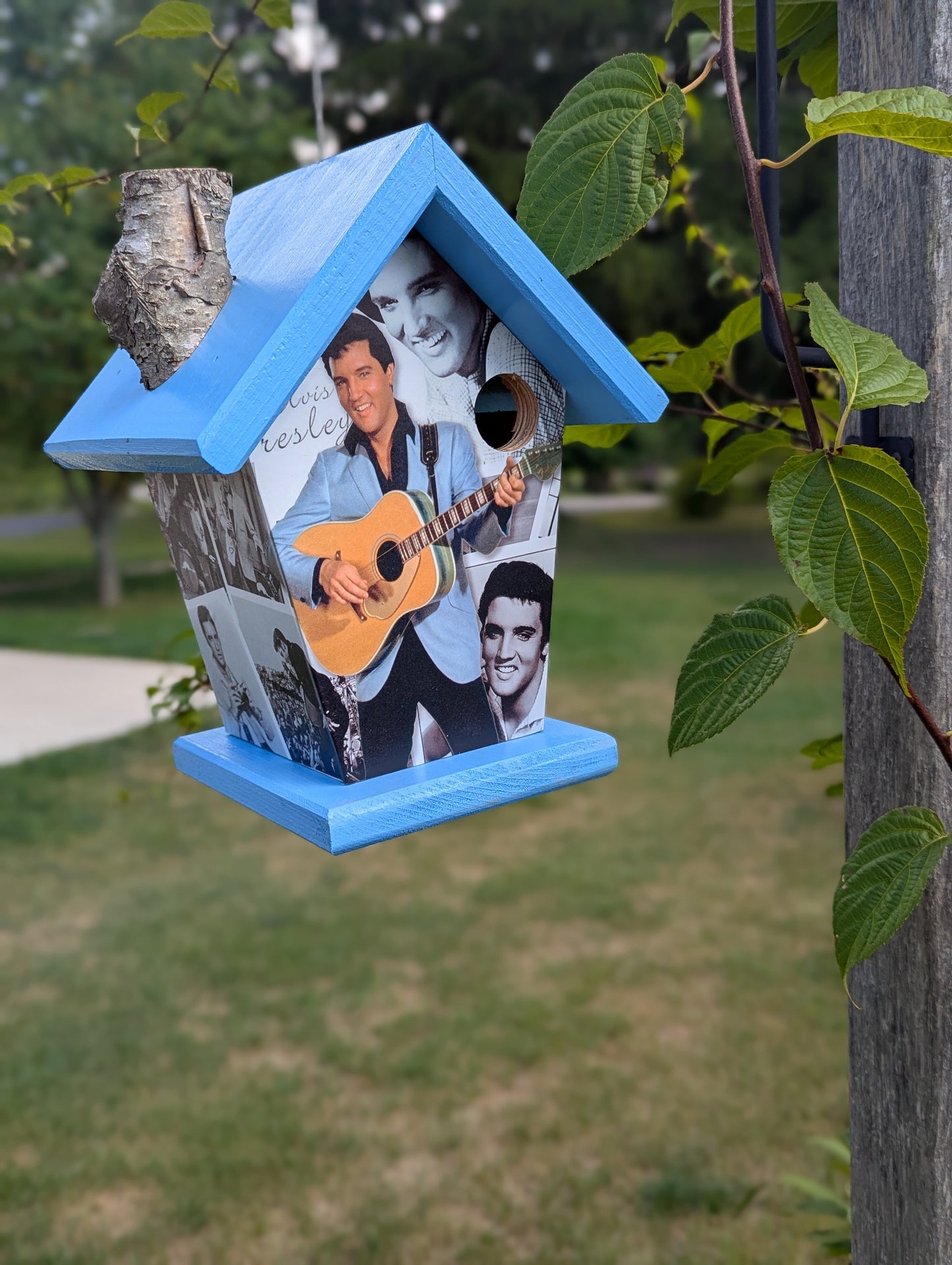 Elvis Presley full-sided birdhouse.