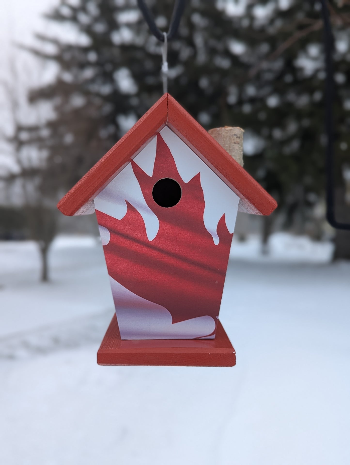Canadian wave flag four-sided birdhouse
