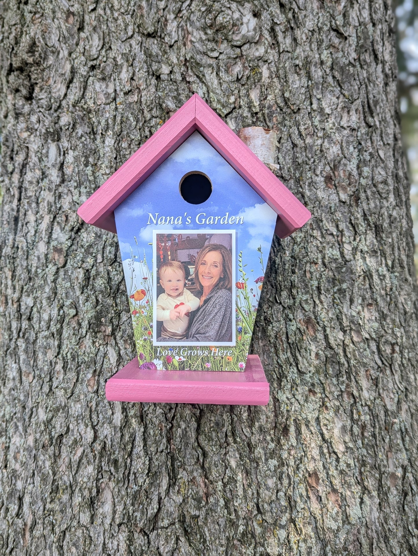 Personalized Birdhouse three photos and scriptures.