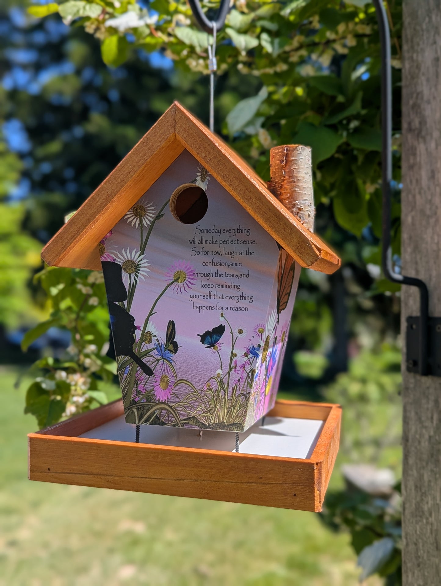 Butterfly poem bird feeder