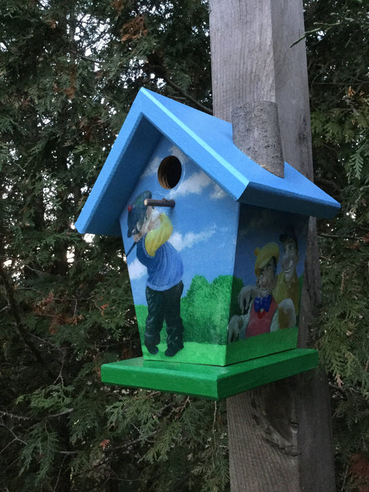 Golfer (Blue Roof & Green Base) Birdhouse Sports