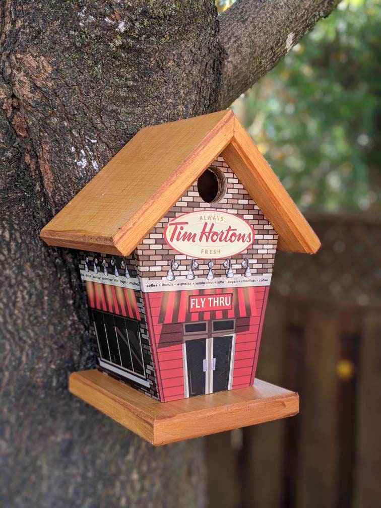 Coffee Lovers (Stained Roof) Birdhouse/Feeder